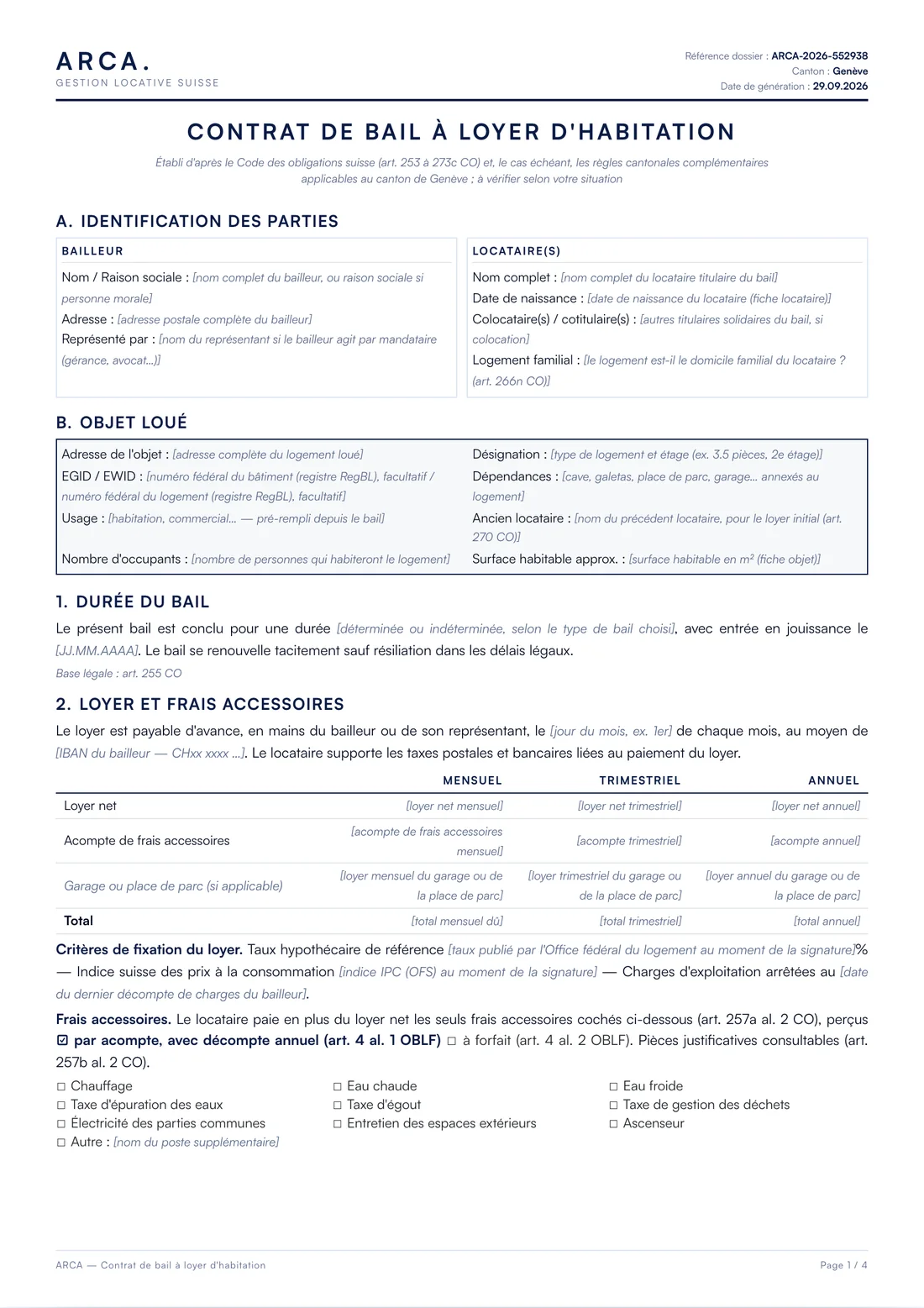 Contrat de bail, version « Avec explications »