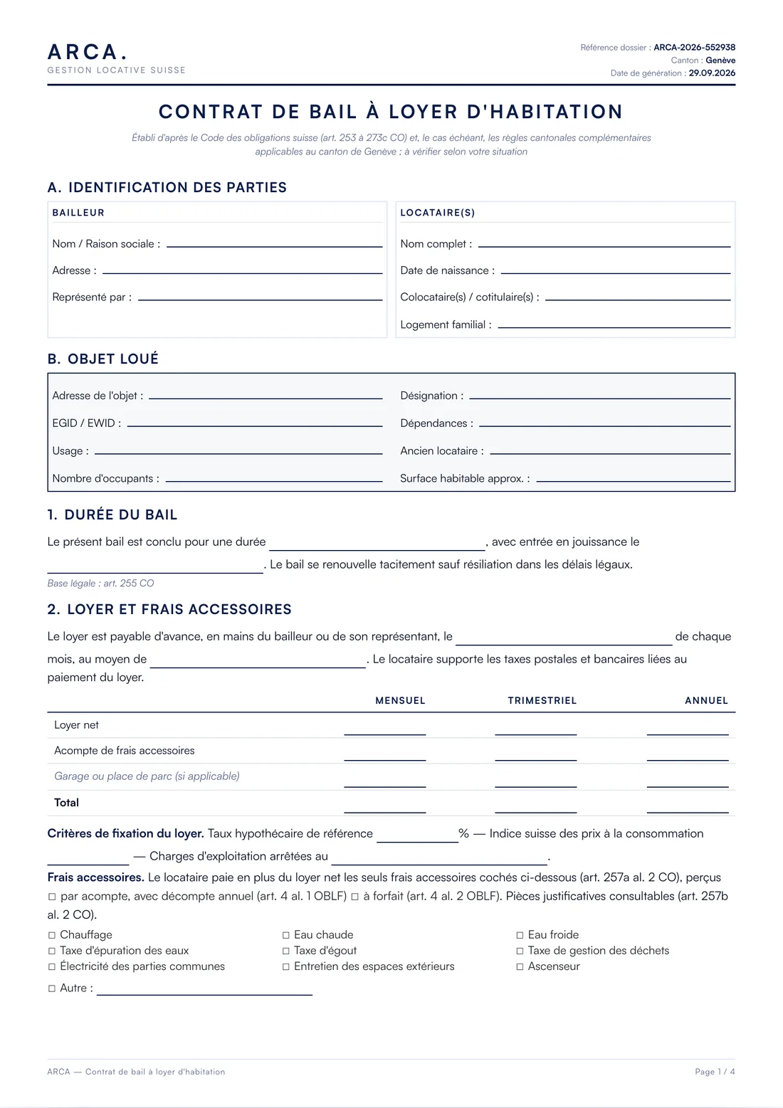 Contrat de bail, version « Vierge à imprimer »